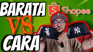 Comparación gorra BARATA VS gorra CARA  SHOPEE [upl. by Nosimaj]