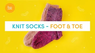 How to knit socks  The foot amp toe PART 3 knitwithme [upl. by Eylatan]