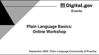 Plain Language Basics Online Workshop [upl. by Scarface]