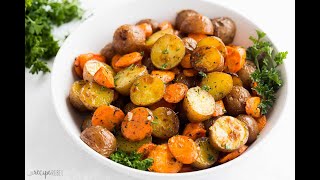 Garlic Butter Roasted Potatoes and Carrots  The Recipe Rebel [upl. by Eelana]