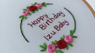 Simple Happy Birthday Hand Embroidery Gift Idea For Beginners [upl. by Atnicaj862]