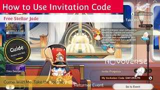 How to Use Invitation Code  FREE STELLAR JADE  Come With Me Take the Journey  Honkai Star Rail [upl. by Acsirp]