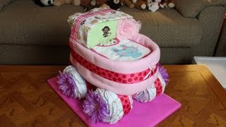 Baby Carriage Diaper Cake How To Make [upl. by Jueta]