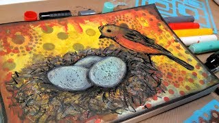 Birds Nest Mixed Media Real Time Tutorial  Smart Art Box July [upl. by John]