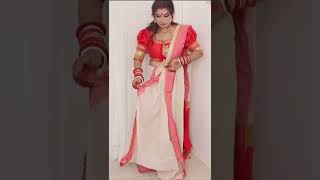 Bengali saree draping style durgapuja bengalisaree short [upl. by Siclari]