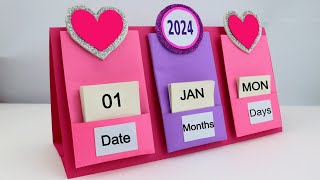 How to make New Year 2024 Desk Calendar  DIY Calendar  Handmade Desk Calendar  New Year Crafts [upl. by Irved]