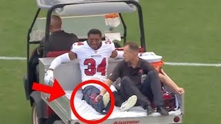 Bryce Hall injury 🔴 Bryce Hall carted off field with serious leg injury Josh Hayes injured in Week 1 [upl. by Cirilo]