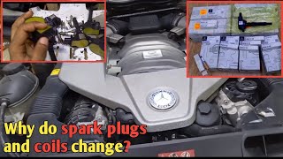 How to change spark plugs plug coilsampEngine oil change on Mercedes AMG c63 m156 TasosMoschatos [upl. by Free]