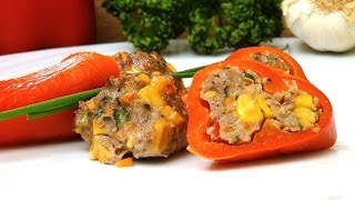 Gefüllte Paprika mit Hackfleisch Video  Rezept [upl. by Nylodam]