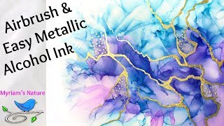 98 Alcohol Inks  EASY Way to Add Metallics on Airbrushed or Any Painting [upl. by Harms815]