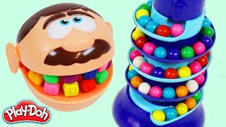 Feeding Mr Play Doh Head Dubble Bubble Rainbow Gumballs [upl. by Fagan348]