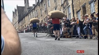 Traditional cheese rolling amp wool sack racing over the bank holiday weekend UK 28May2024 [upl. by Annirac]