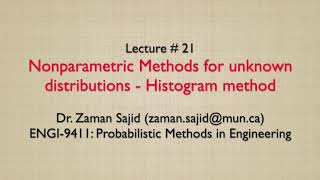 Lecture 21  Nonparametric Methods for unknown distributions  Histogram method [upl. by Sedruol]