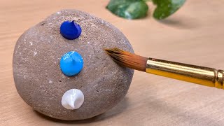 Simple Landscape Acrylic Painting on Stone✨ Stone painting Relaxing Acrylic Painting For Beginners [upl. by Aivax]