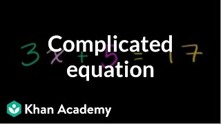 Solving a more complicated equation  Linear equations  Algebra I  Khan Academy [upl. by Cathyleen784]