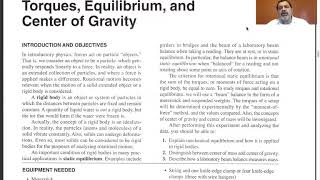 University Physics Lectures Exp 14 Torques Equilibrium and Center of Gravity Introduction [upl. by Wendall]