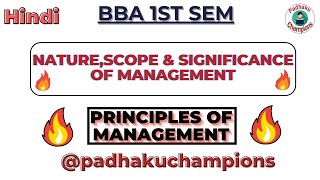 NatureScope And Significance Of Management In Hindi  BBA 1st Sem  By Padhaku Champions [upl. by Esalb116]