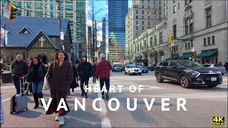 Walking tour through the vibrant heart of Vancouver 🇨🇦 from Burrard St to the iconic Canada Place 🍁 [upl. by Napoleon]