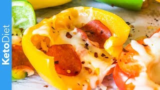 Quick Keto Mini Pizza Pepper Boats [upl. by Kendy647]