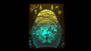 DIY Papercut Light Box  Totoro with colour changing LED 페이퍼커팅 무드등  토토로 [upl. by Tenenbaum]