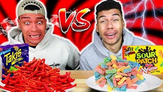 SCHARFES ESSEN VS SAURES ESSEN CHALLENGE   Kelvin und Marvin [upl. by Mcclenon]