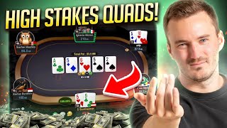 QUADS In High Stakes Poker Game 10000 [upl. by Leunamme]