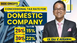 18 Concessional Income Tax Rate of Company 115BAA amp 115BAB AY 202425 [upl. by Elpmet262]