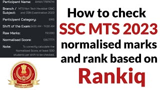 How to check SSC MTS 2023 Normalized marks and rank based on Rankiq [upl. by Aynod220]