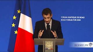 Discours de N Sarkozy à loccasion du Forum asiatique de Boao [upl. by Brookhouse]