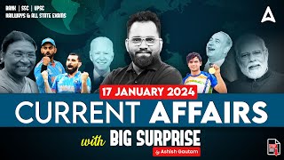 Big Surprises 🎁  17th January 2024 Current Affairs by Ashish Gautam Sir  Adda247 [upl. by Oizirbaf]