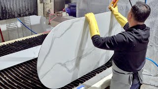 How to Make Marble Dining Table With Powerful Waterjet Cutting Machine Korean Table Manufacturing [upl. by Andre]