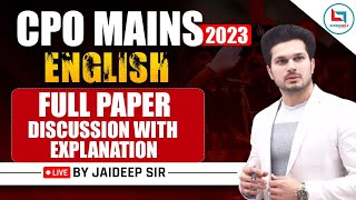 SSC CPO 2023  CPO MAINS 2023 ANSWER KEY  CPO ENGLISH  SSC CPO MAINS 2023 ENGLISH ANSWER KEY [upl. by Legyn]