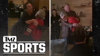 Lesnar Knoxville and Wee Man All Smiles After Table Stunt  TMZ Sports [upl. by Hewes]