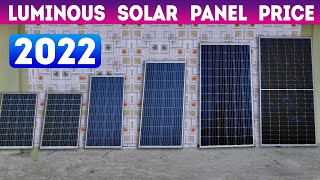 Luminous Solar panel price list 2022  panel price per watt  Mono Panel Price  Poly Panel Price [upl. by Enrol571]