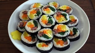 How to make gimbap aka kimbap 김밥 [upl. by Annasiul]