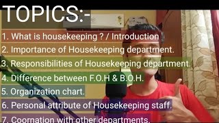 Introduction to Housekeeping departmentOR what is hk dept Chapter1  Hotel Management  MM [upl. by Danya111]