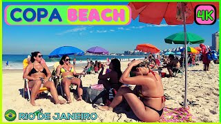 4k Walk Famous Brazilian Beach COPACABANA ðŸ‡§ðŸ‡· Rio de Janeiro Brazil  2022 [upl. by Gati743]