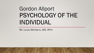 TOP Allport  Psychology of the Individual [upl. by Tnomel]