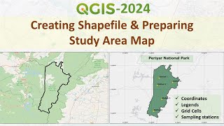 Creating Shapefile and Study Area Map for any Location  Latest Tutorial using QGIS [upl. by Nyar]