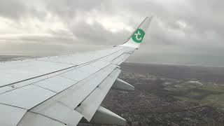 Transavia Boeing 737800 Landing at a Cloudy Amsterdam Schiphol Airport [upl. by Elik]