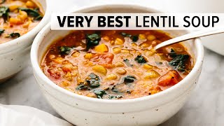 VERY BEST LENTIL SOUP  vegetarian onepot lentil soup recipe [upl. by Nnylsor]