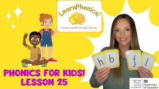 Phase 2 Phonics for Kids Lesson 25 RECAP  H B F L [upl. by Sissel]