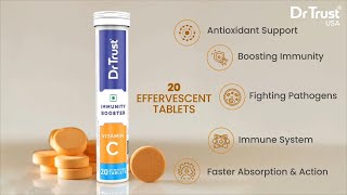 Dr Trust USA 1000 mg Vitamin C Amla Zinc Tablets Effervescent Sugar free 20 tablets [upl. by Cameron707]