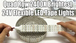 Quad Row 2400LEDs Per 16 4ft Cool White 9500k DC24V Brightest LED Tape Lights Warranty 3years [upl. by Aicena]