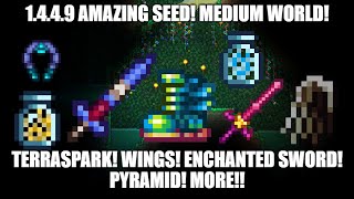 Terraria 1449 PC Amazing Seed Medium World Terraspark Boots Enchanted Sword Wings More Stuff [upl. by Anneres]