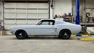 First Look New Wheels amp Tires on the 1967 Mustang Fastback Project [upl. by Eesdnyl]