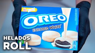 Helado de Oreo Bañadas con Chocolate Blanco  Enrobed White Oreo Ice Cream Rolls  ASMR Comida [upl. by Landbert150]