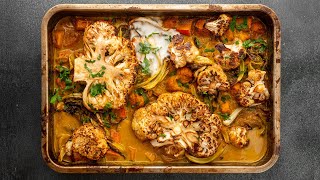 Cauliflower Curry Bake  Easy Autumnal Vegetable Tray Bake [upl. by Dachy]