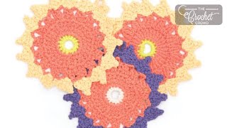 Crochet Flower Dishcloth  EASY  The Crochet Crowd [upl. by Doreg]