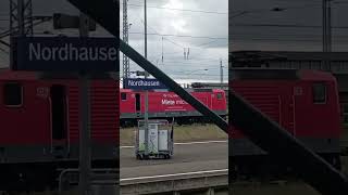 143 627 im Bahnhof Nordhausen auf der Durchfahrt [upl. by Usanis]